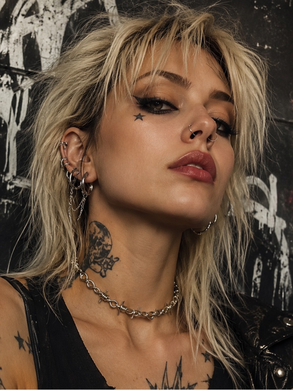 Barbed Wire Choker Necklace - Silver